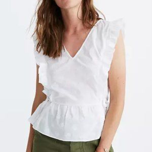 Madewell Side-Tie Ruffle Top - White